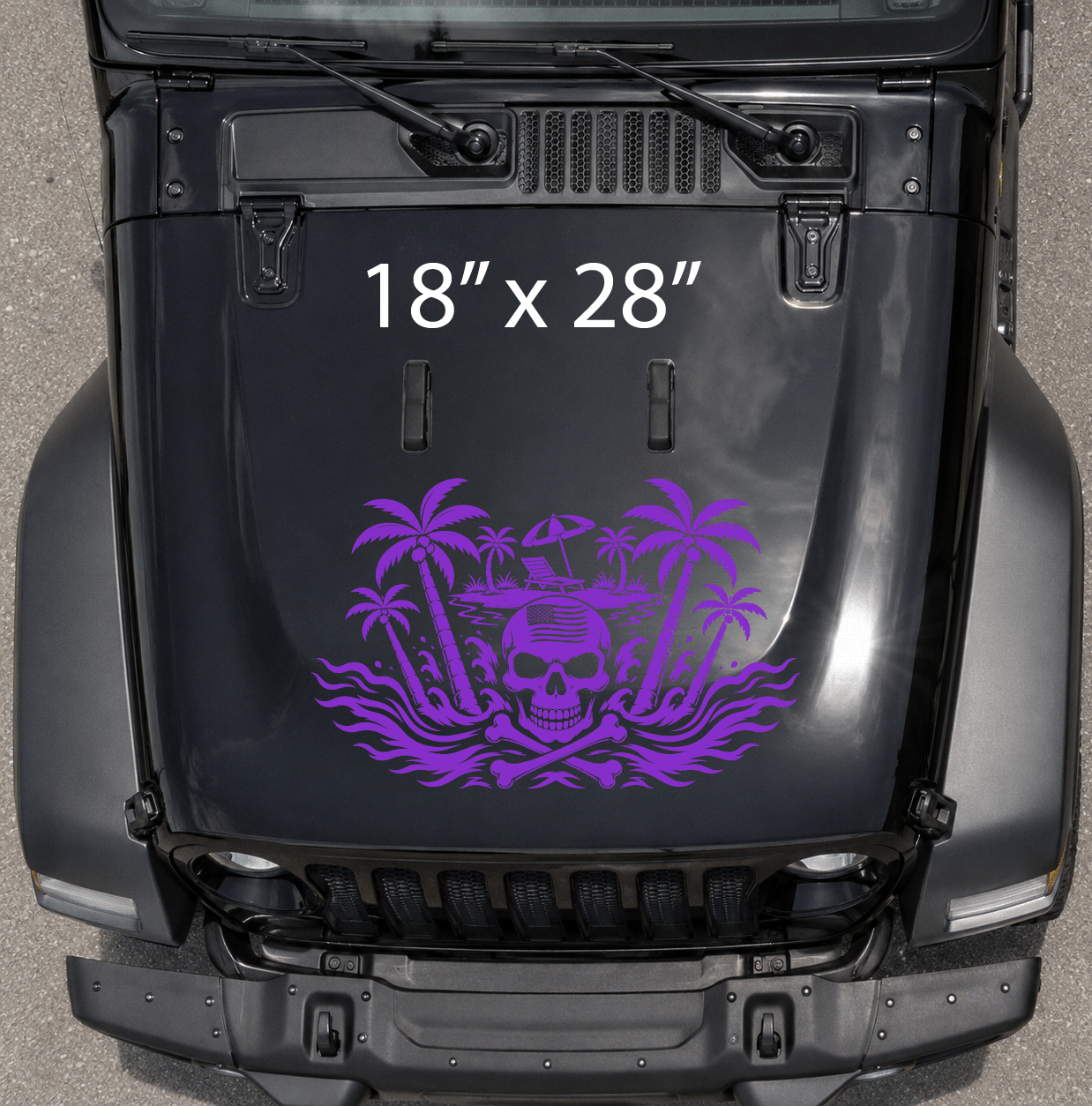 18 x 28 Purple Skull Hood Decal