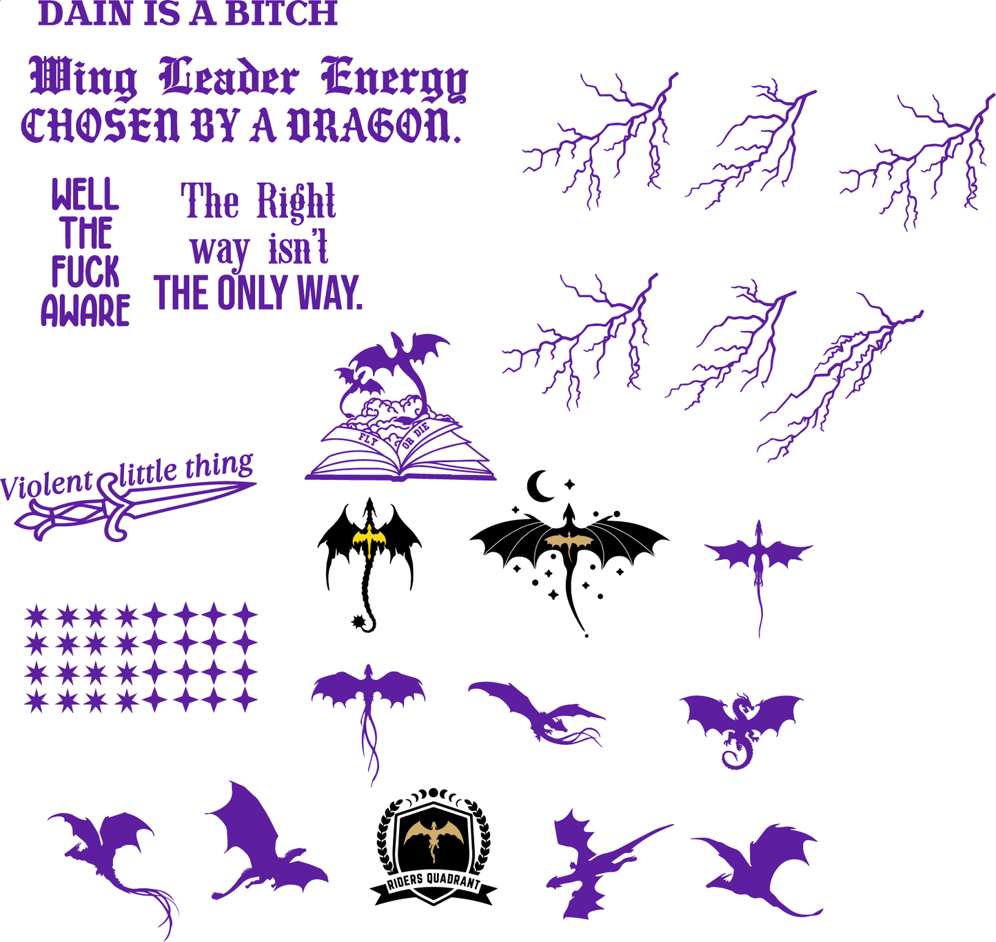 Purple Dragon Door Decals