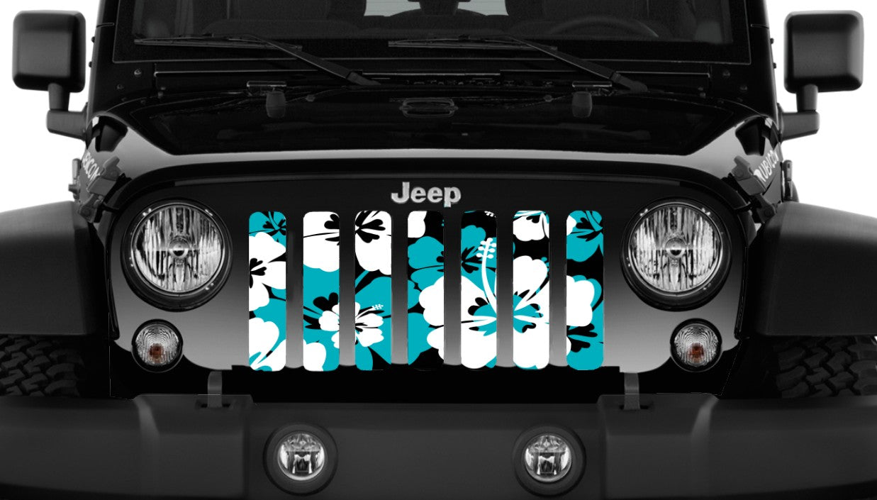 Turquoise Hawaiian Hibiscus Grill Insert - Wrangler JL 2021