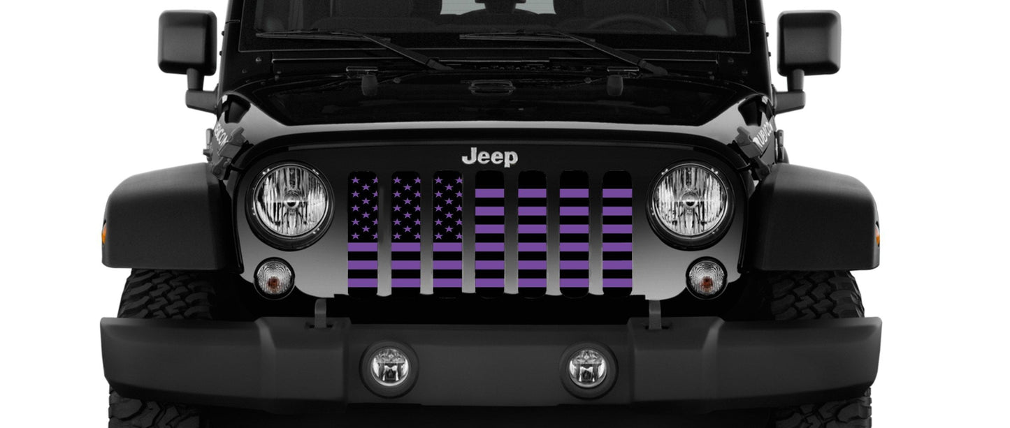 Platinum Black and Purple American Flag Grille Insert