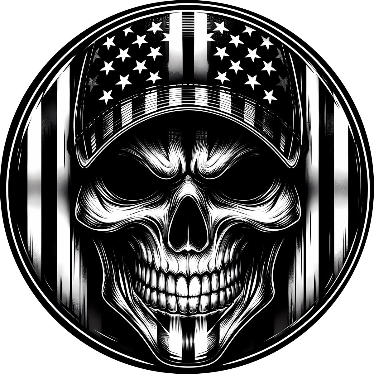 American Flag Skull Spare Tire Cover for Jeep, Bronco, RV, Camper, Trailer, & More