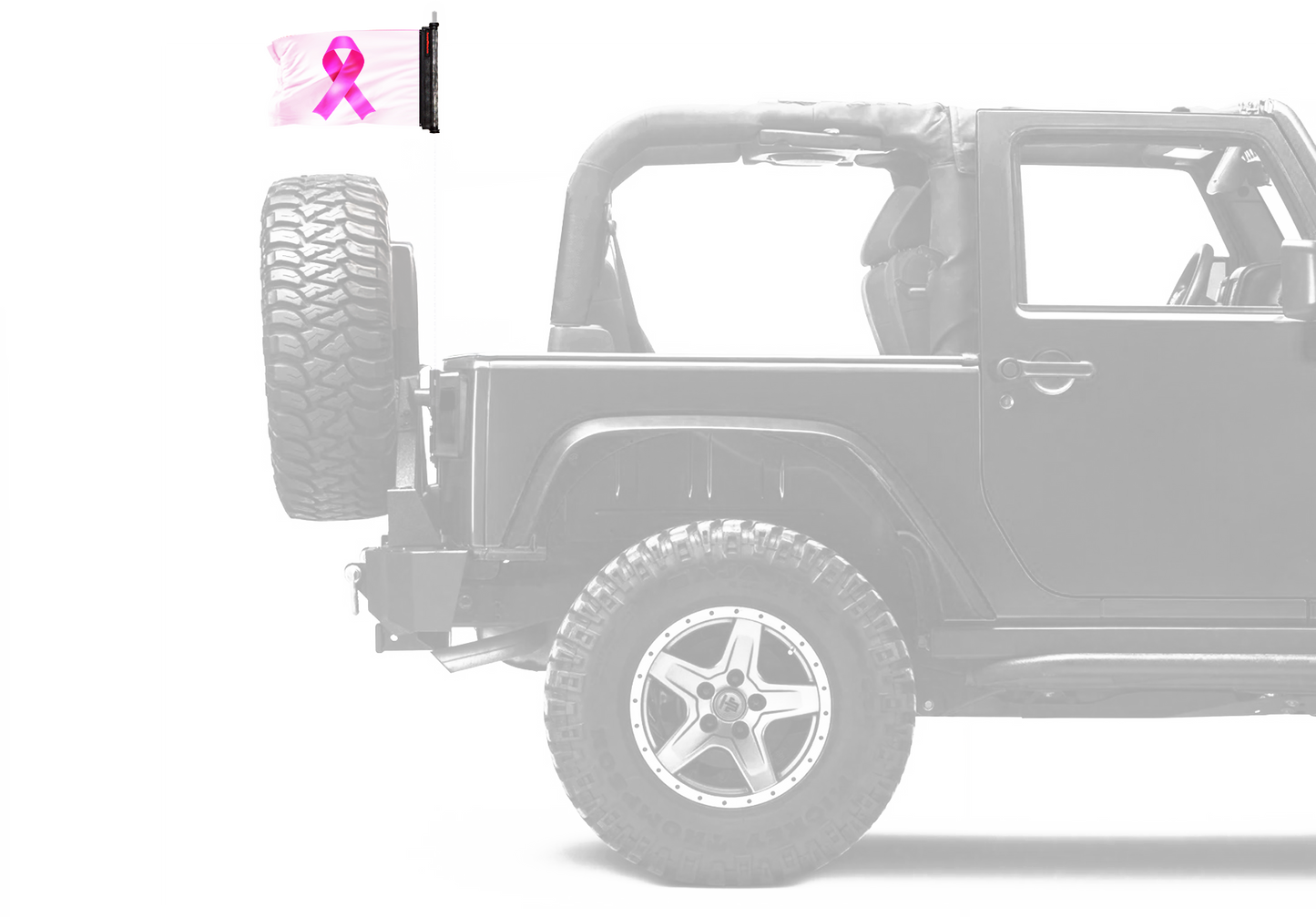 Pink Ribbon 12"x18" Forever Wave Flag for Jeep Wrangler JLU 4-Door 2018-Present