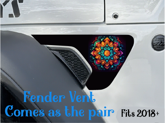 Black and Orange Mandala Fender Vent Decals
