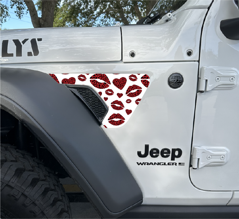 Red Lips Leopard Print Fender Vent Decals