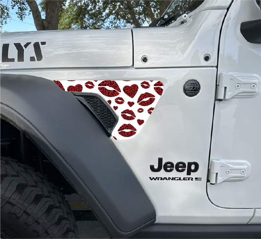 Red Lips Leopard Print Fender Vent Decals