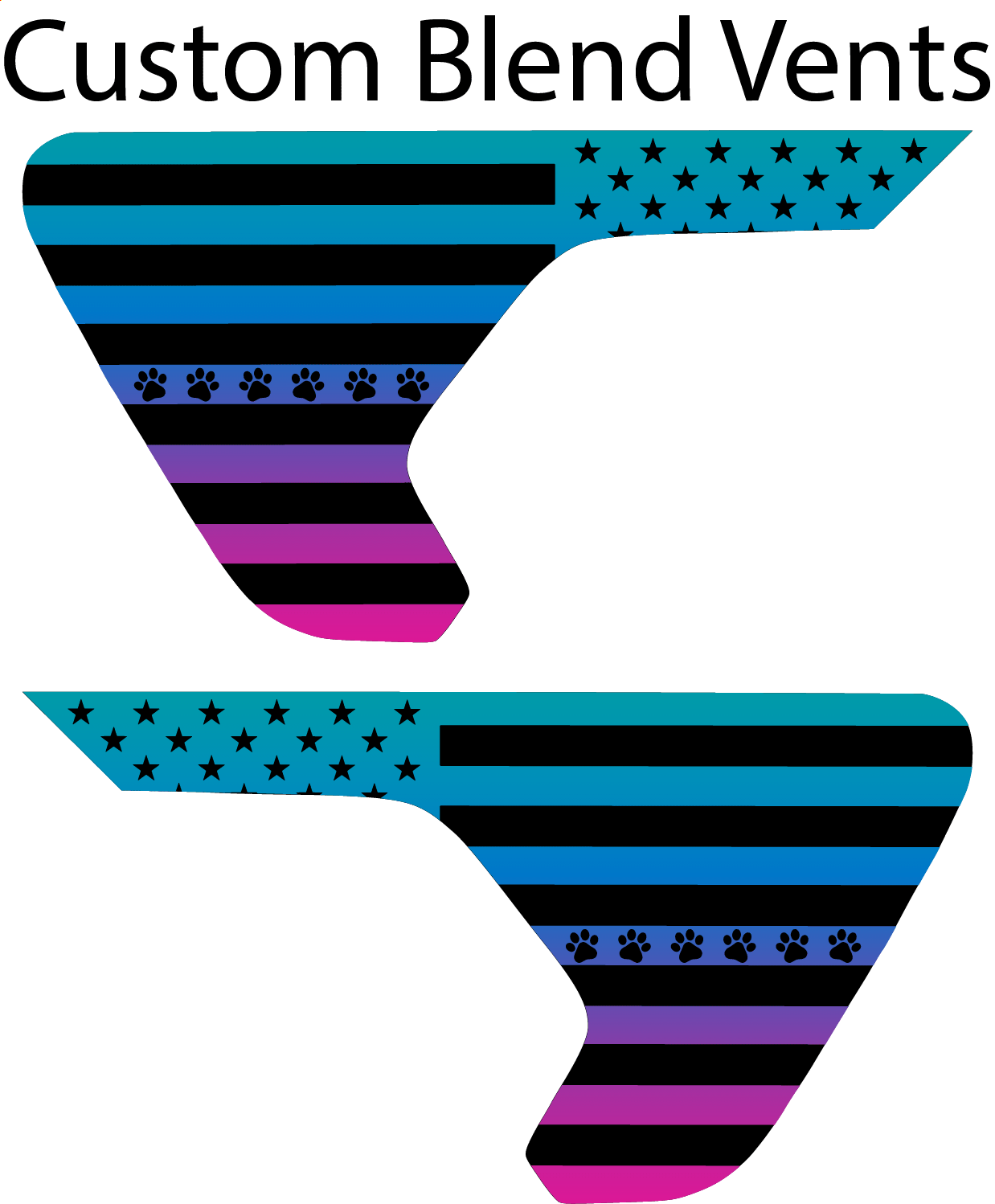 Pink/Blue Blend with pawprints Vent Decals