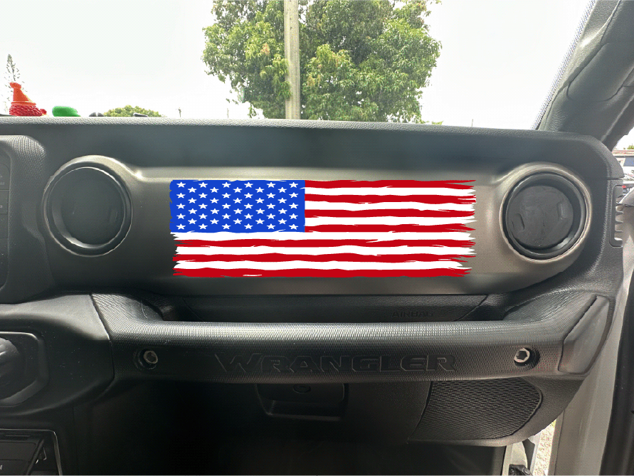 Red White and Blue Distressed Flag Dash Decal