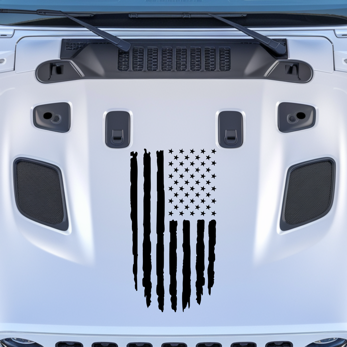 Distressed Flag Hood Decal Style 2