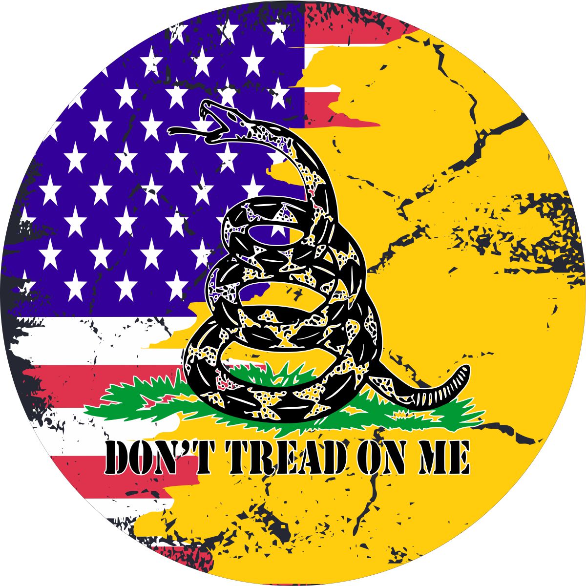 Don't Tread on Me Flag with the American Flag Spare Tire Cover for Jeep, Bronco, RV, Camper, Trailer, & More