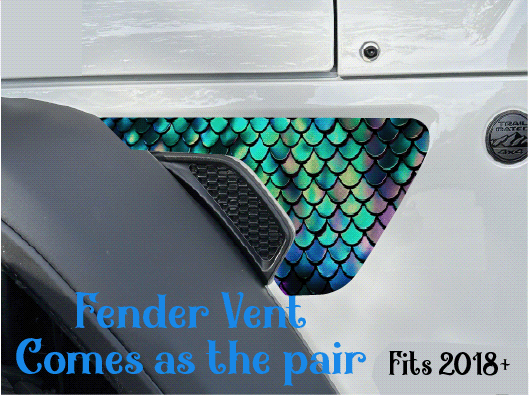 Green Mermaid Scales Fender Vent Decals- Pair