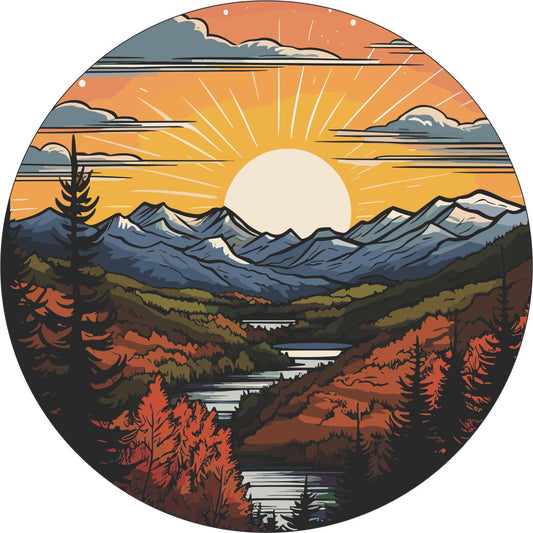 Long Range Mountain Views Spare Tire Cover for Jeep, Bronco, RV, Camper, Trailer, & More