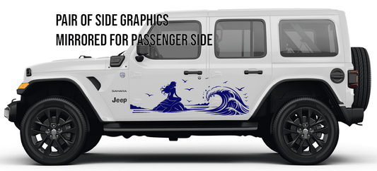 Mermaid and Wave Side Graphics- Style 3
