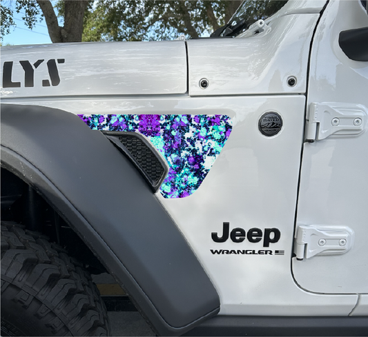 Mint and Purple Paint Splatter Fender Vent Decals
