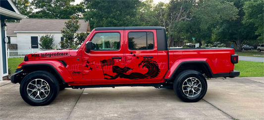 Mermaid and US Flag Side Graphics/ Matching Hood Name