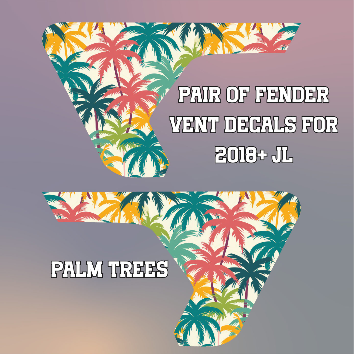 Colorful Palm Trees Fender Vent Decals