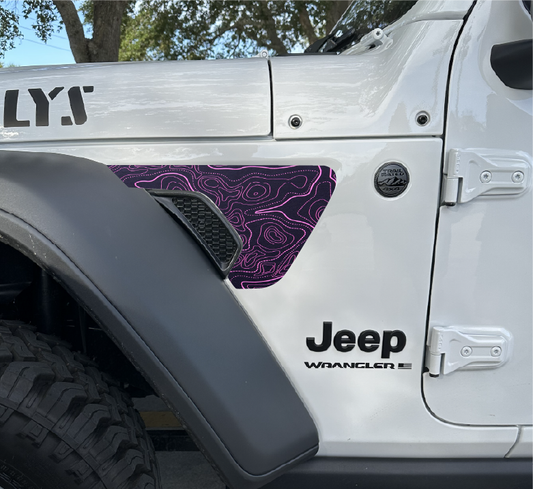 Pink and Black Topographical Map Fender Vent Decals