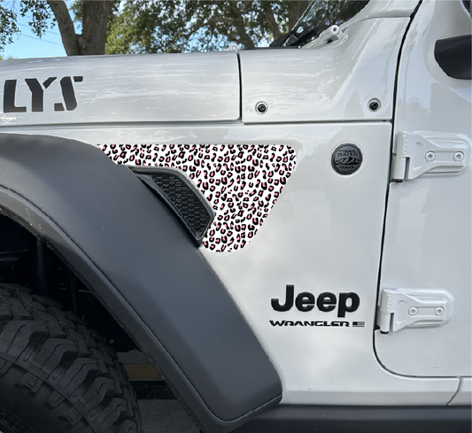 Pink and White Print Fender Vent Decals