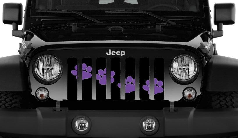 Platinum Puppy Paw Prints - Purple Diagonal Grille Insert