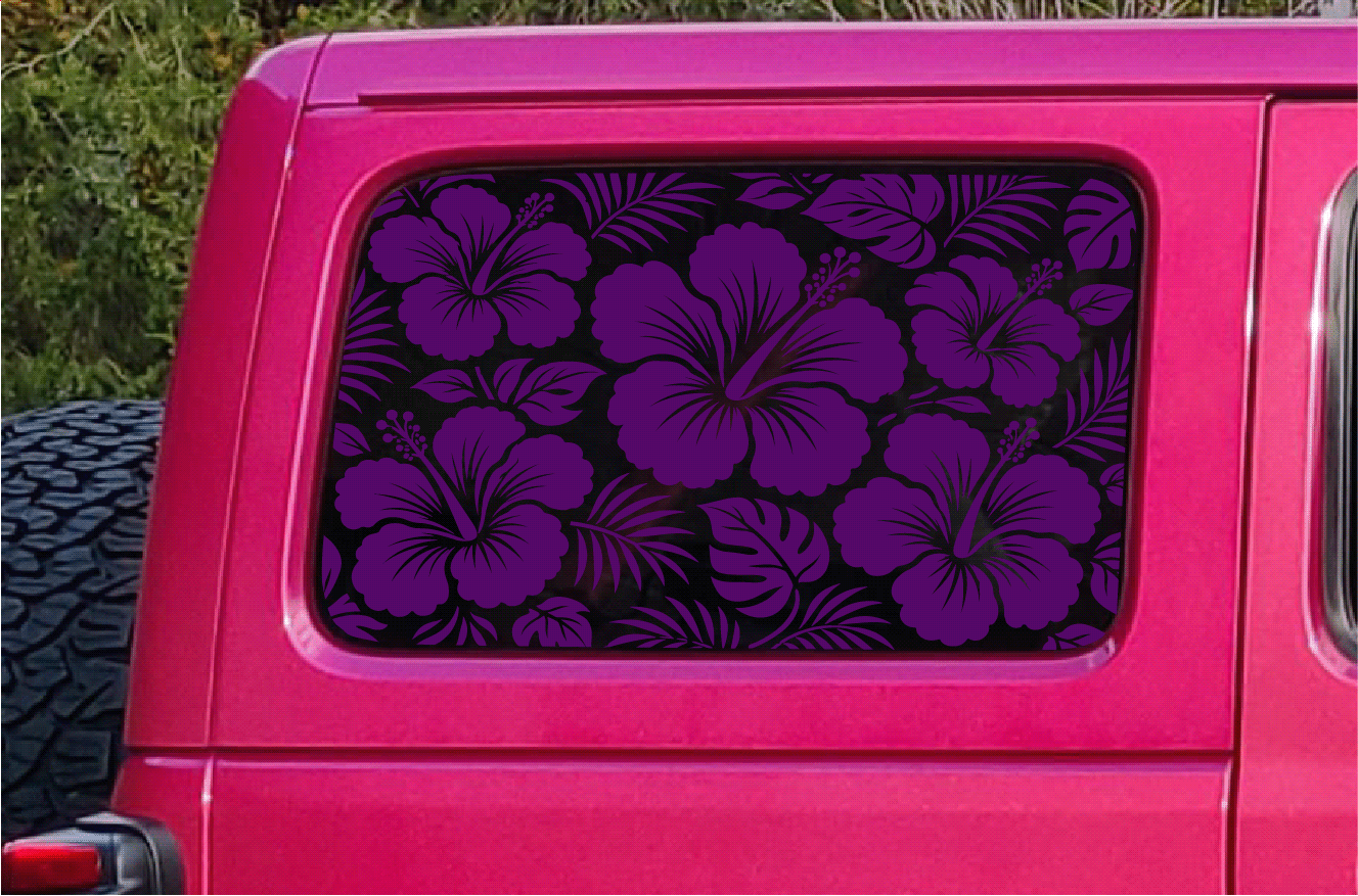 Purple Hibiscus Rear Window- Pair