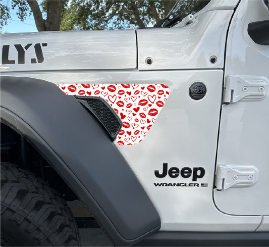 Red Hearts and Lips Fender Vent Decals