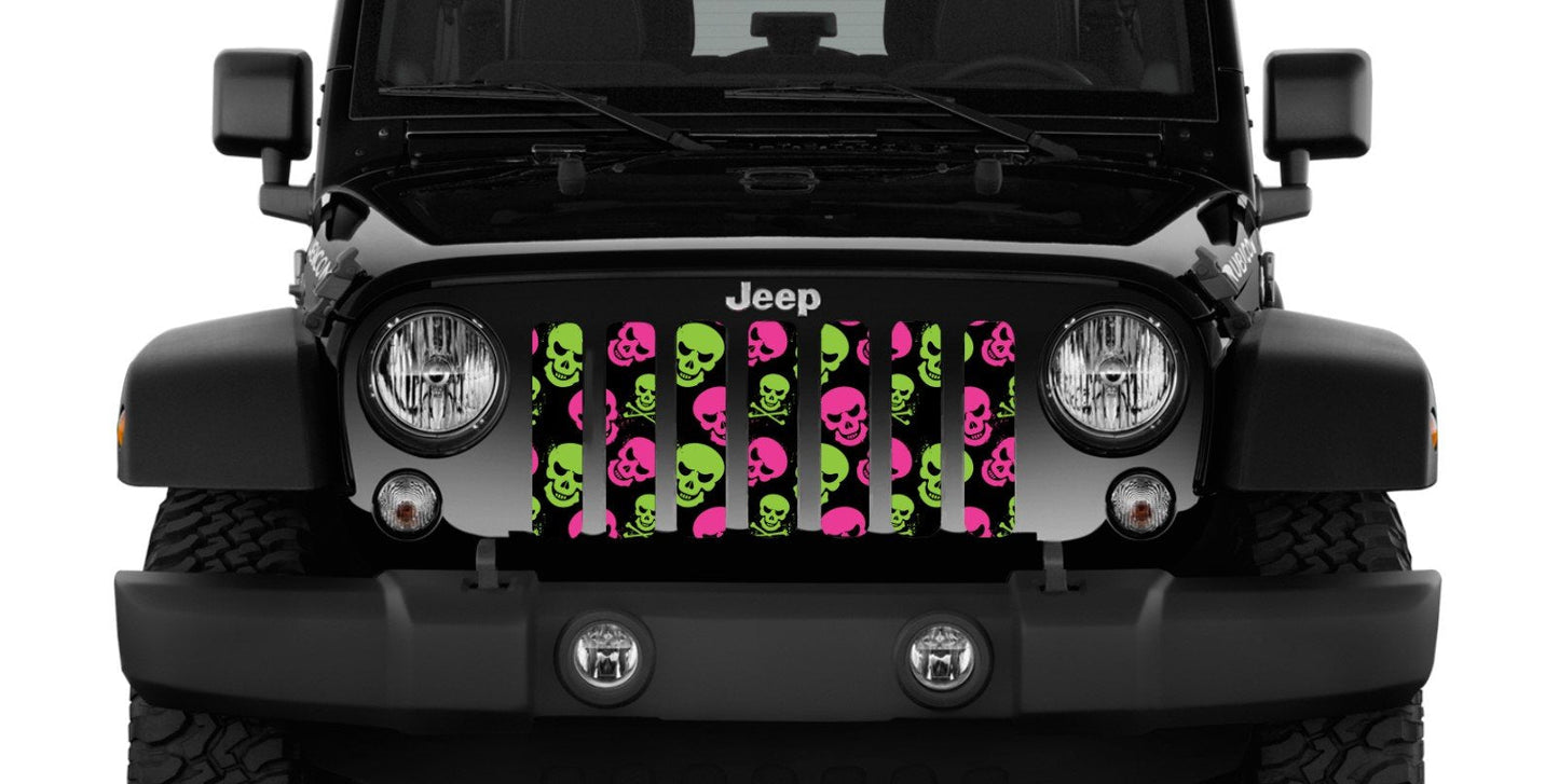 Platinum Skulls (Pink and Green) Grille Insert