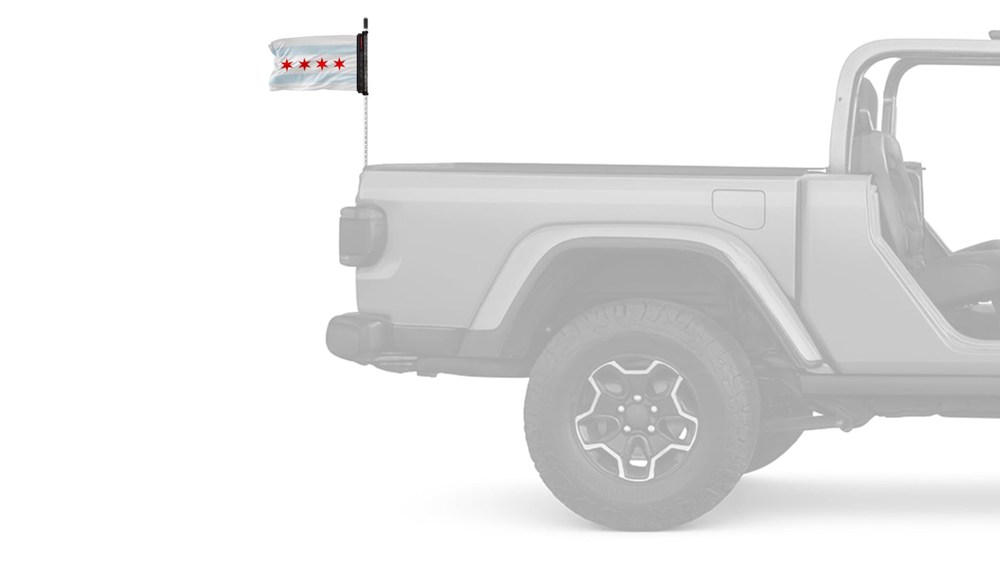 City of Chicago 12"x18" Forever Wave Flag for Jeep Wrangler JLU 4-Door 2018-Present
