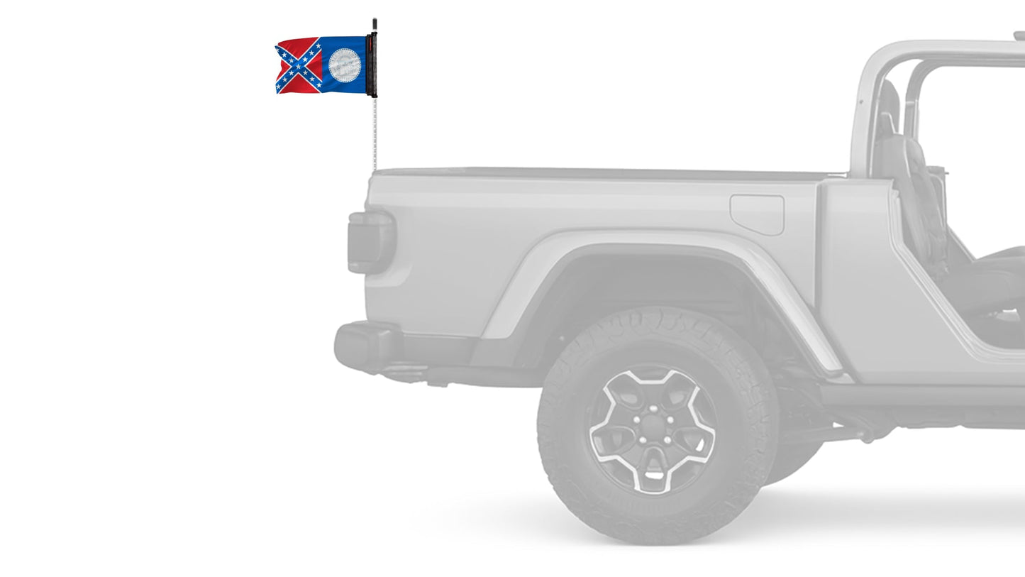 State Flag Georgia Old Style 12"x18" Forever Wave Flag for Jeep Wrangler JKU 4-Door 2007-2018