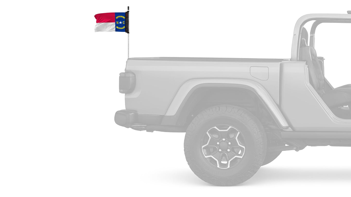 State Flag North Carolina 12"x18" Forever Wave Flag for Jeep Wrangler JKU 4-Door 2007-2018