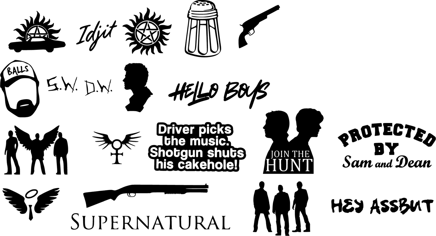 Supernatural Door Tattoos - Black
