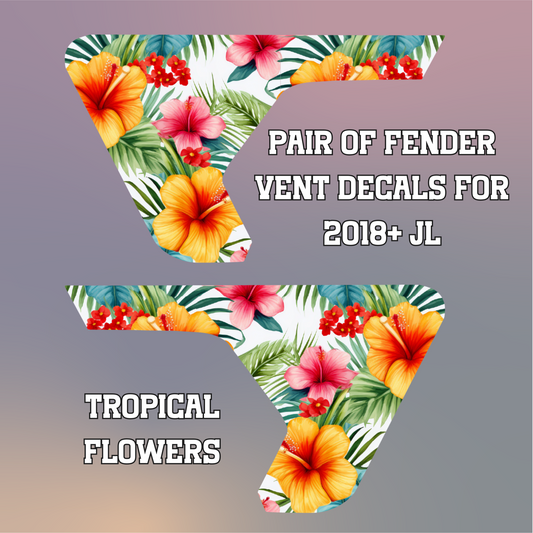 Colorful Tropical Flowers Fender Vent Decals