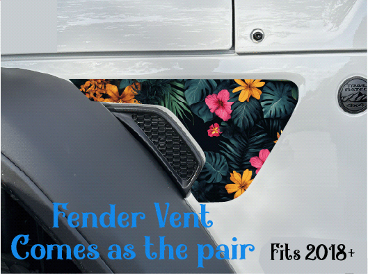 Dark Tropical Flowers Fender Vent Decals- Pair