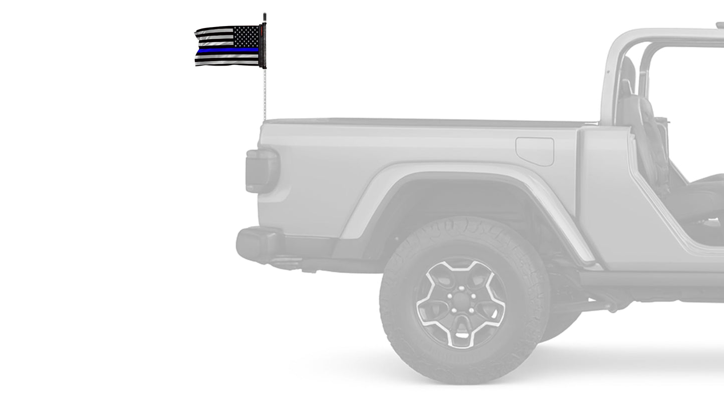 USA Subdued Thin Blue Line 12"x18" Forever Wave Flag for Jeep Wrangler JLU 4-Door 2018-Present