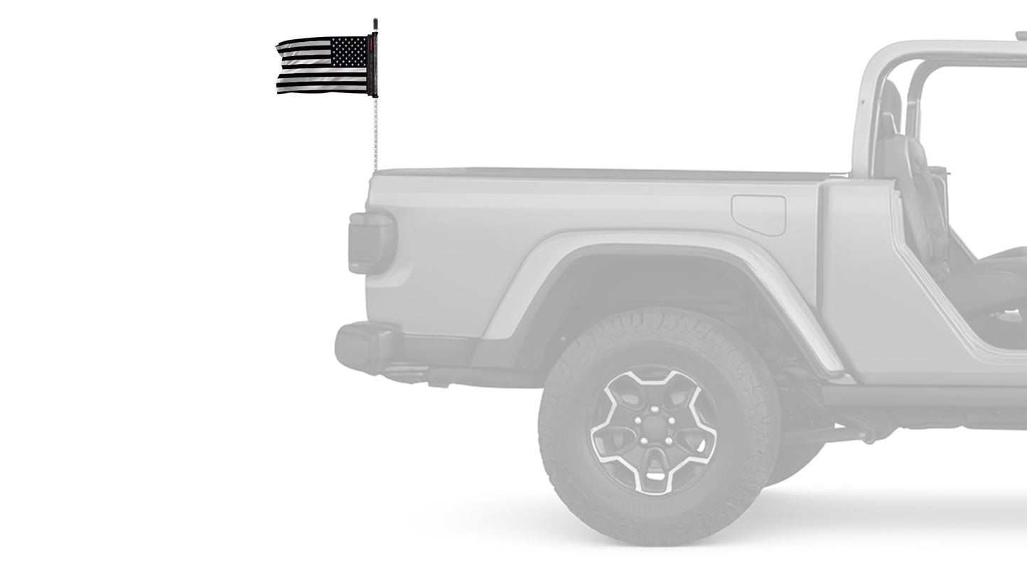 USA Subdued Thin White Line 12"x18" Forever Wave Flag for Jeep Wrangler JLU 4-Door 2018-Present