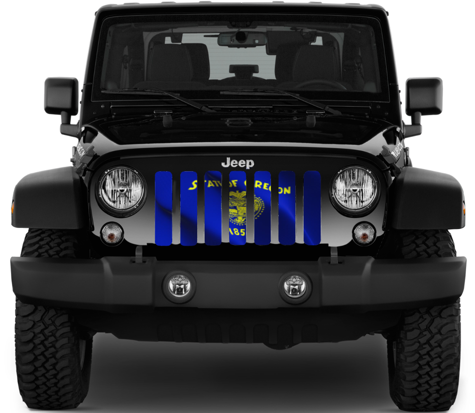 Waving Oregon State Flag Grille Insert