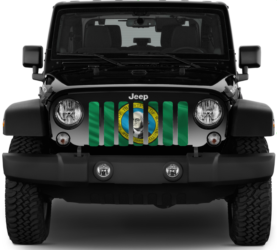 Waving Washington State Flag Grille Insert