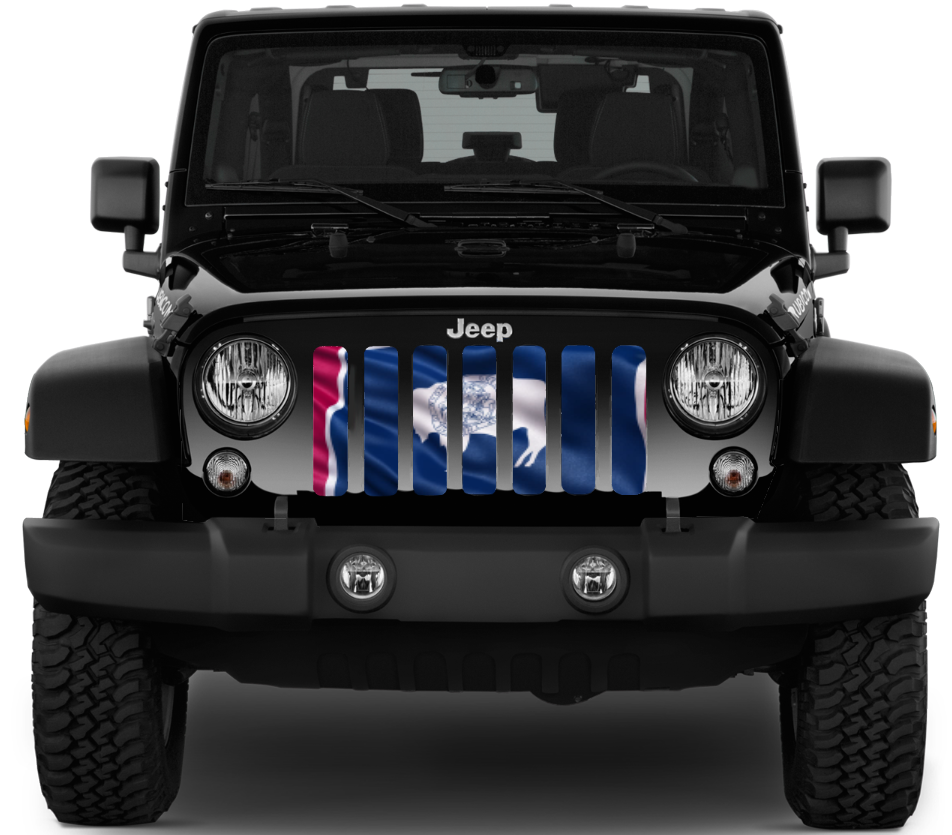Waving Wyoming State Flag Grille Insert