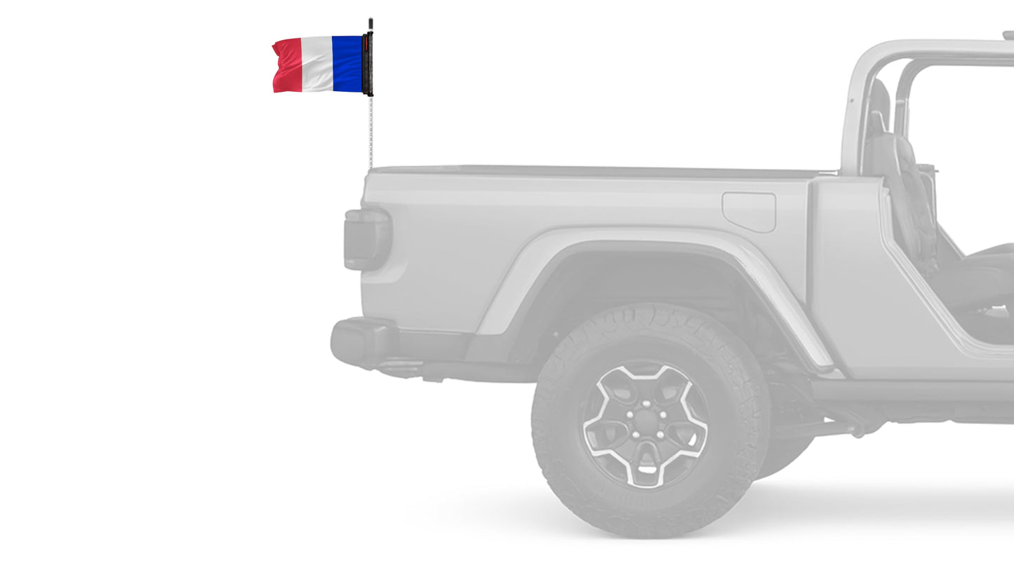 France 12"x18" Forever Wave Flag for Jeep Wrangler JLU 4-Door 2018-Present
