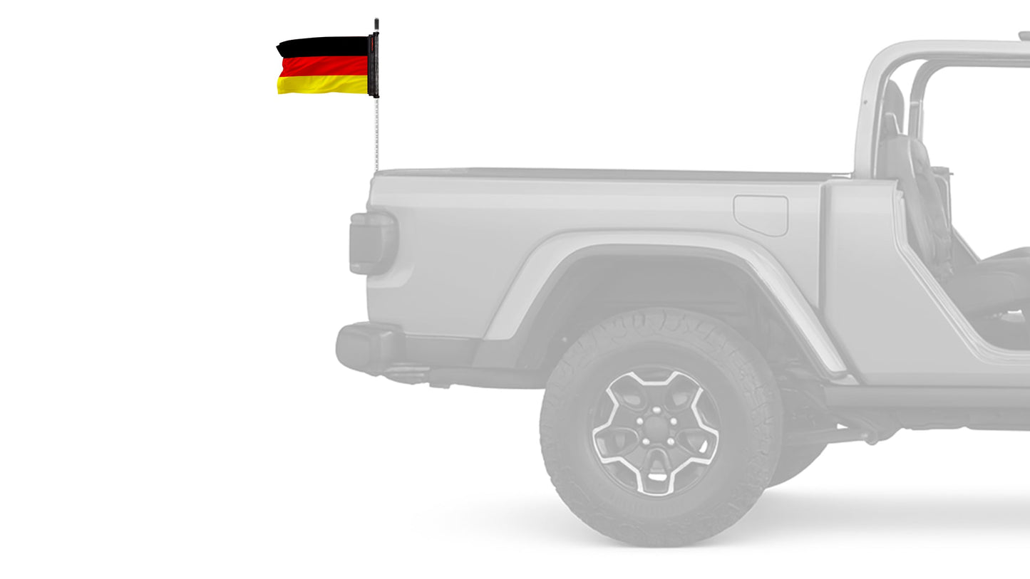 Germany 12"x18" Forever Wave Flag for Jeep Wrangler JKU 4-Door 2007-2018