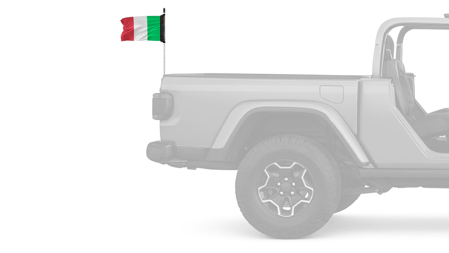 Italy 12"x18" Forever Wave Flag for Jeep Wrangler JKU 4-Door 2007-2018