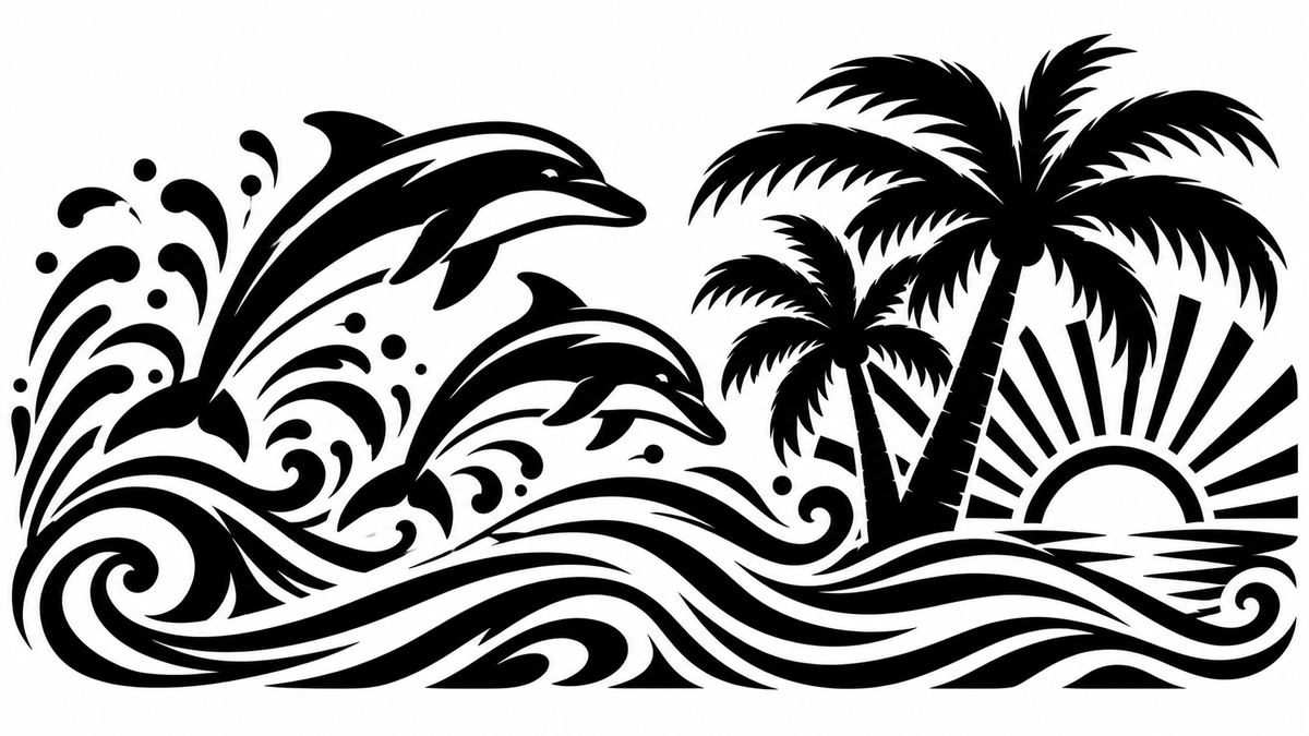 Dolphin and Palm Tree Rear Windows