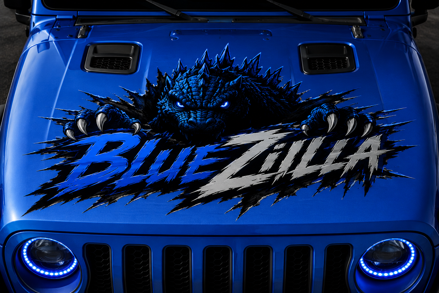 Bluezilla custom hood graphic