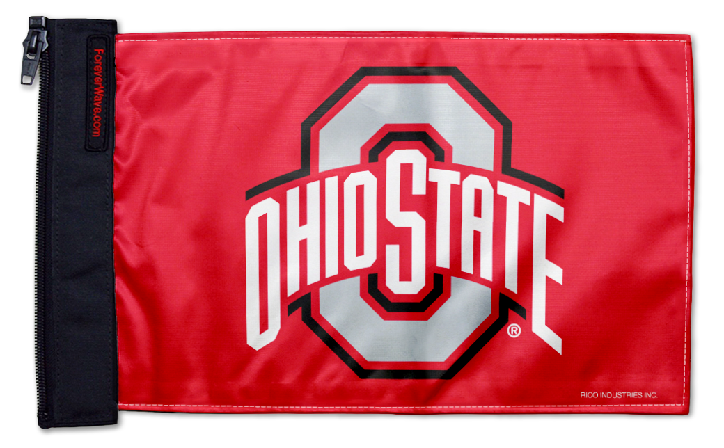 Ohio State Red11"x17" Forever Wave Flag for Jeep Wrangler JLU 4-Door 2018-Present