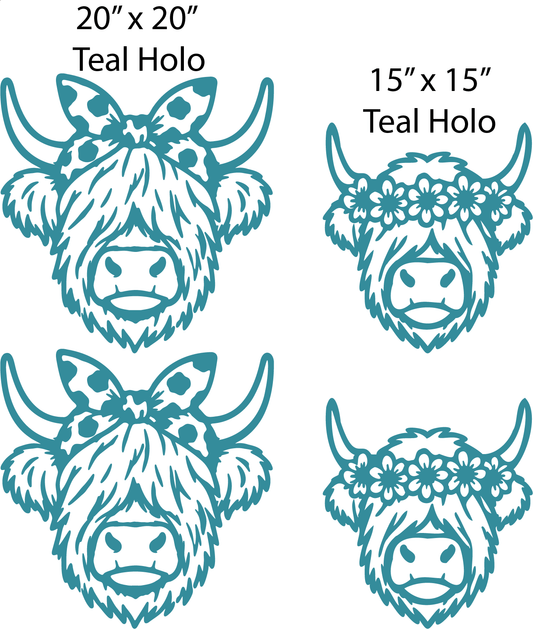 Teal Holo Highland Cows