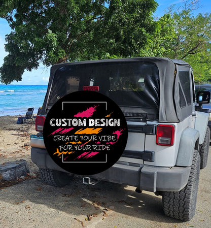 Custom Spare Tire Cover for Jeep, RV, Bronco Camper, Trailer, & More