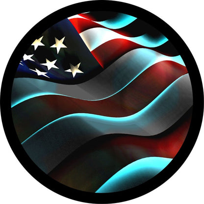3D Waving American Flag Spare Tire Cover for Jeep, Bronco, Campers, RV, Vans, & More