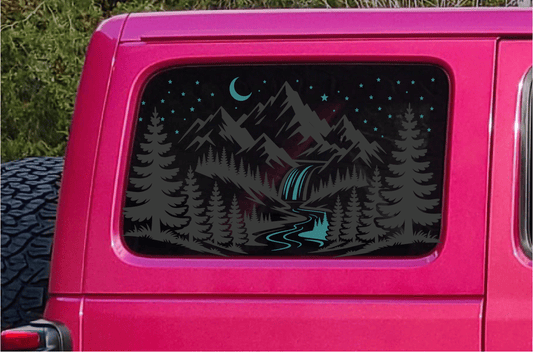 Teal and Matte Black Mountain Scene