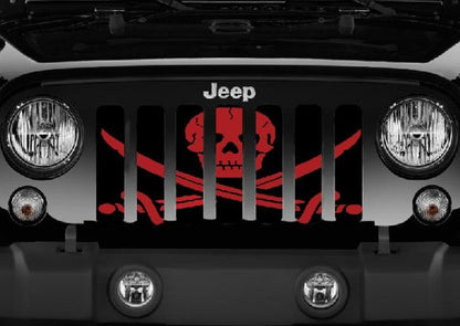 Platinum Ahoy Matey Dark Red Pirate Flag Grille Insert
