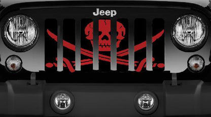Platinum Ahoy Matey Dark Red Pirate Flag Grille Insert