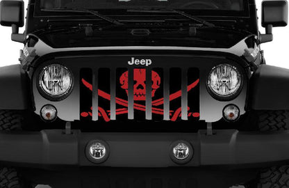 Platinum Ahoy Matey Dark Red Pirate Flag Grille Insert