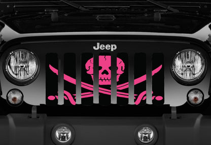 Platinum Ahoy Matey Hot Pink Pirate Flag Grille Insert